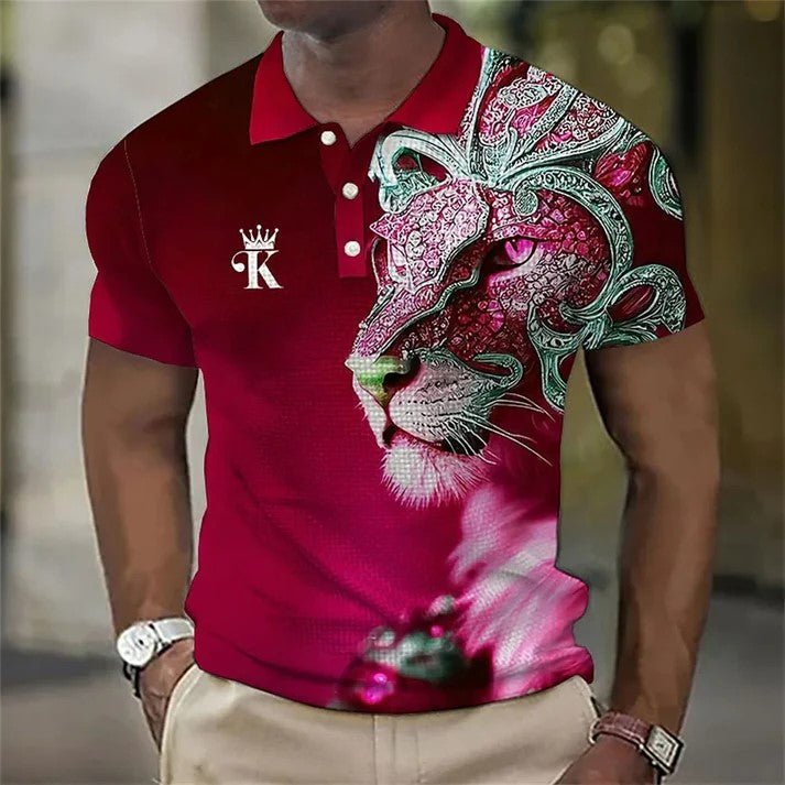 š„Tricou polo bÄrbaČi cu imprimare 3d cu leu