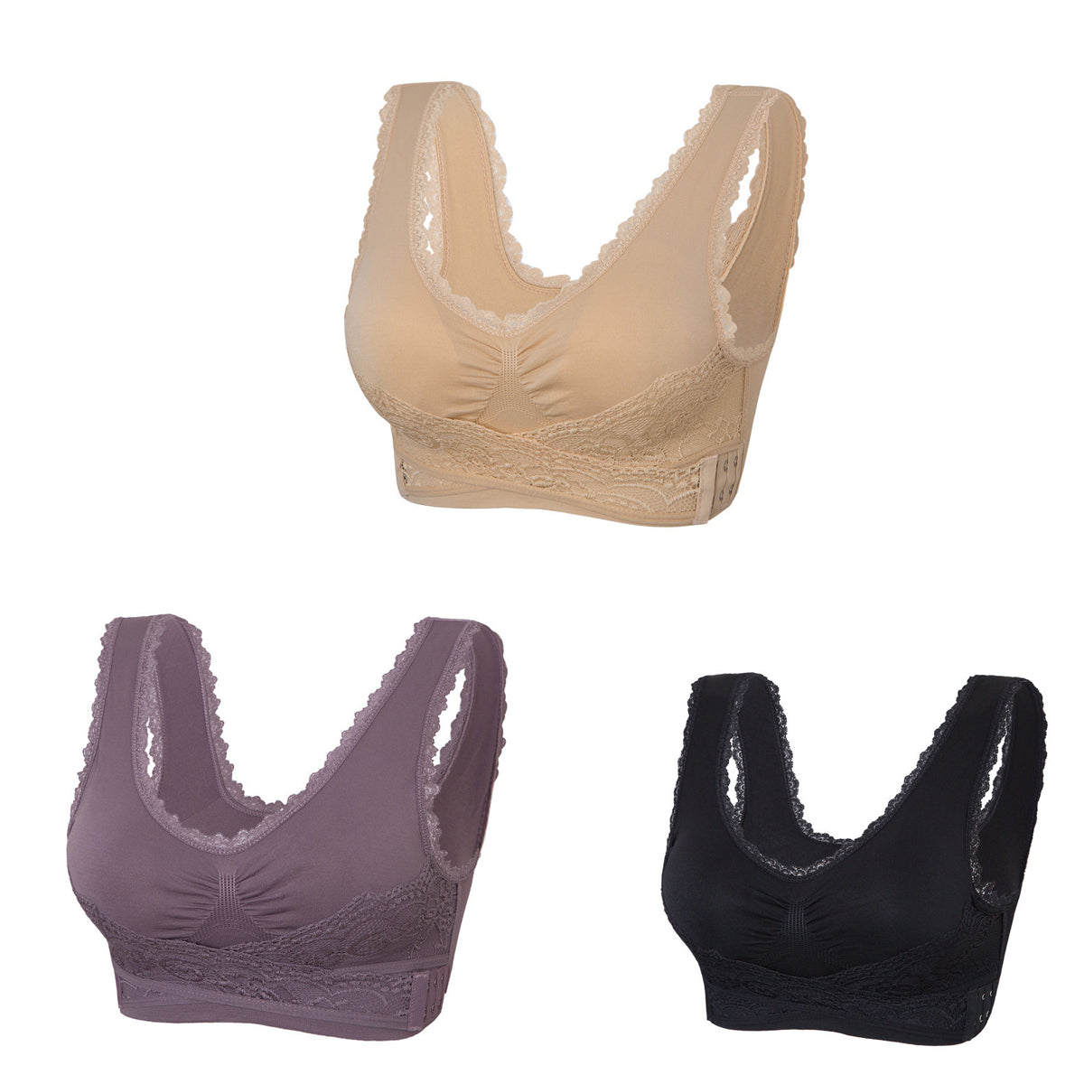 🔥Ofertă specială (Pachet 3) Sutien confortabil cu dantelă în față