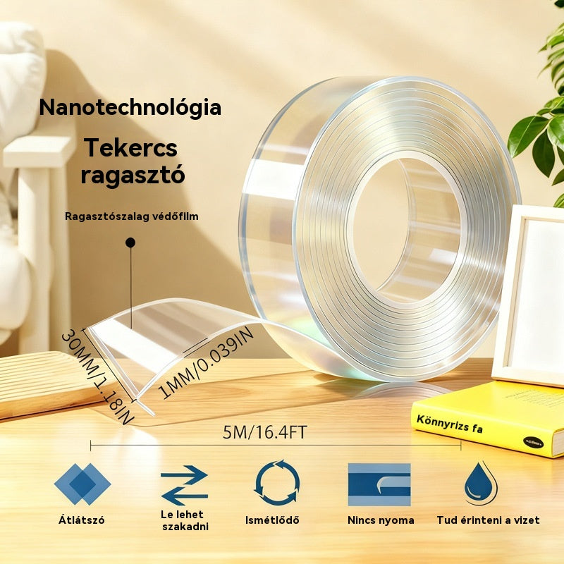 💧【2 tekercs】3 cm * 3 m * 2 mm, kétoldalas nanoragasztó, nagy viszkozitású, átlátszó akrilszalag, vízálló és porálló
