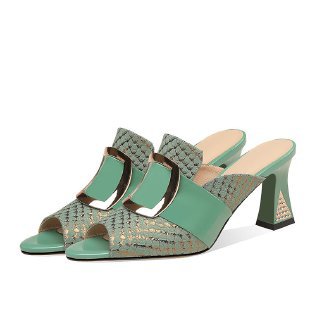 【34-41】2025 pantofi cu toc gros toc înalte noi la moda gura de pește【👠Înălțimea călcâiului este de 7 cm】