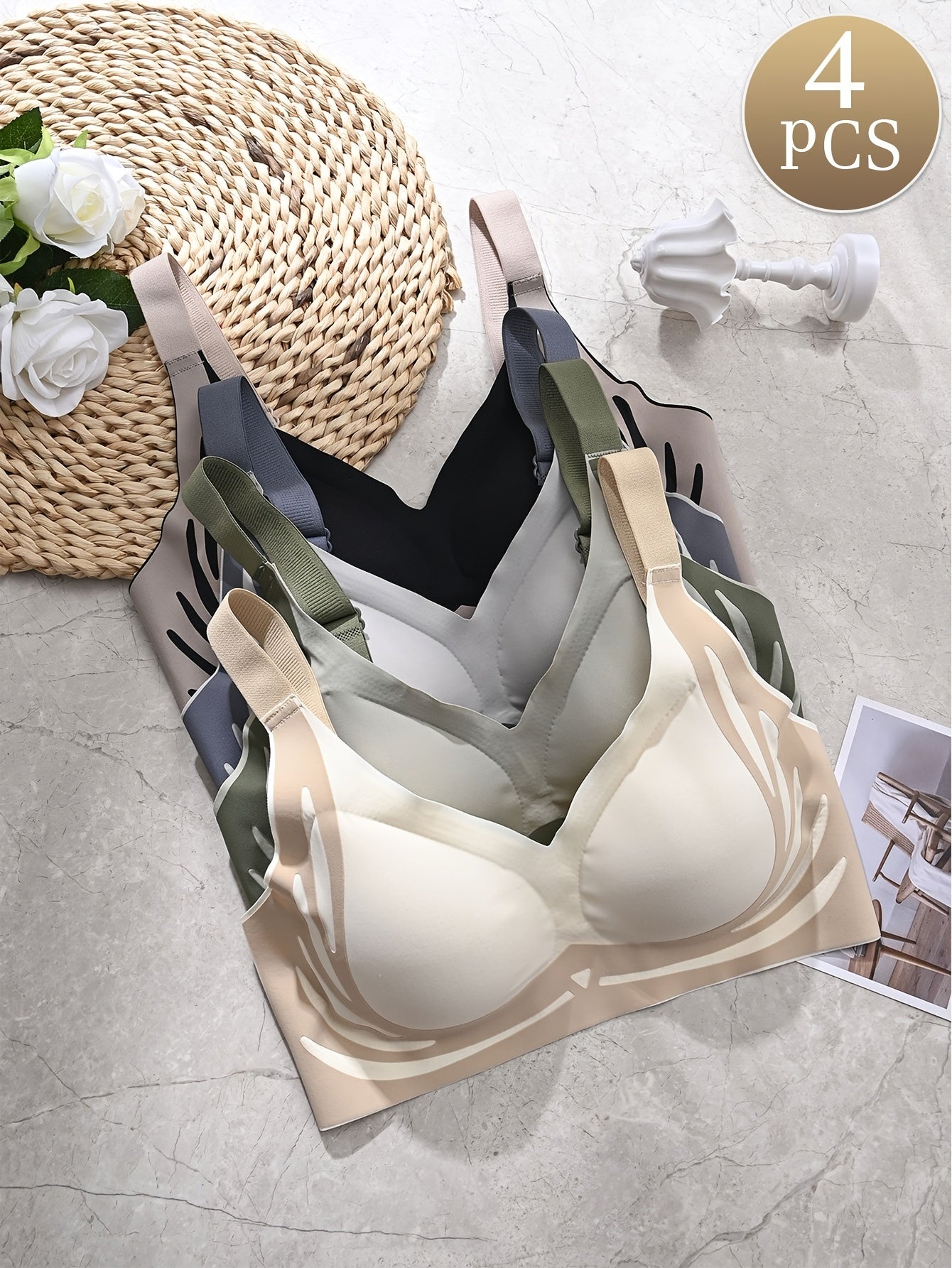 😍【Pachet de 4】Sutien pentru femei fără sârmă, dintr-o bucată❤️【40-85KG】