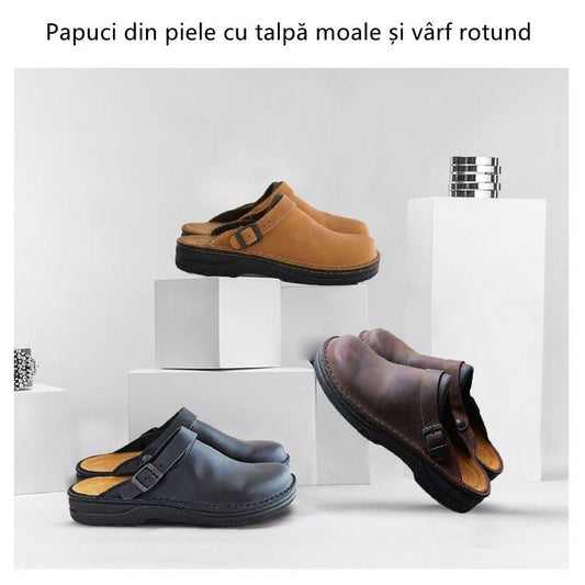 【Reducere lichidare stoc】✨【36–48】😎Papuci casual confortabili din piele cu talpă moale, ofertă limitată