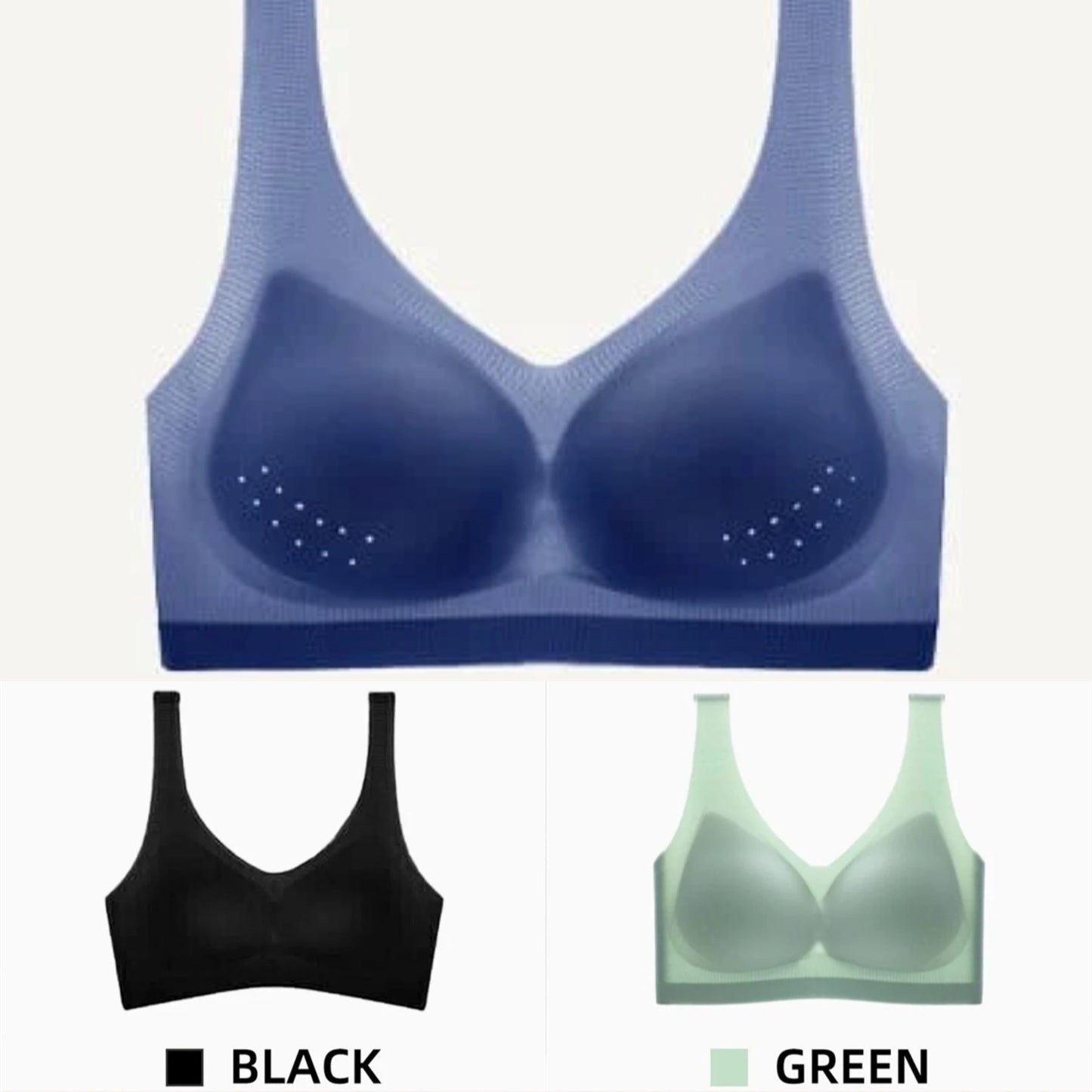 😍【Pachet de 3】❤️Sutien cu push-up fără sârmă din mătase de gheață ultrasubțire【50-120 kg】