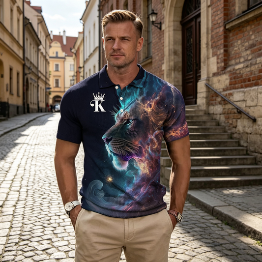 👕【S-6XL】Letní novinka 2026, pánské polo tričko s 3D potiskem lva