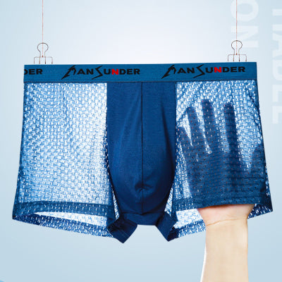 【6 bucăți】 Slip boxer pentru bărbați din mătase de gheață cu plasă respirabilă