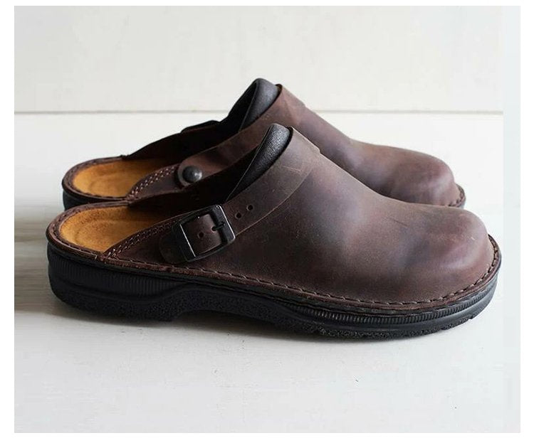 【Reducere lichidare stoc】✨【36–48】😎Papuci casual confortabili din piele cu talpă moale, ofertă limitată