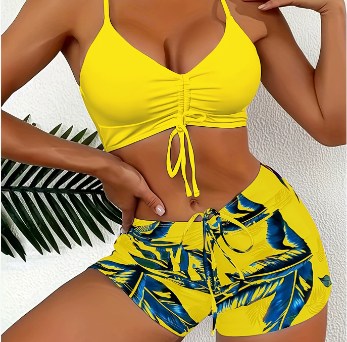 🏊♀️👙🌴【Promoție de vară】Costum de baie elegant cu imprimeu – mărimi mari disponibile 💖🔥