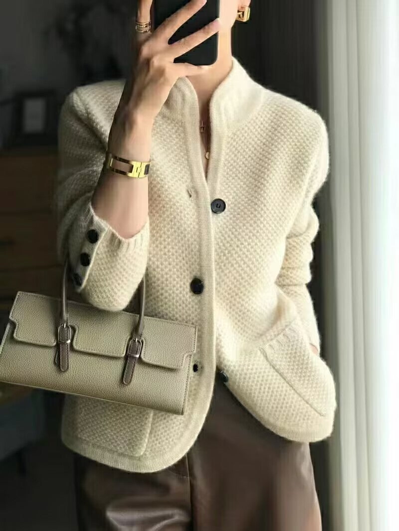 【S-2XL】 Nou cardigan retro din cașmir francez la modă și versatil pentru toamnă și iarnă