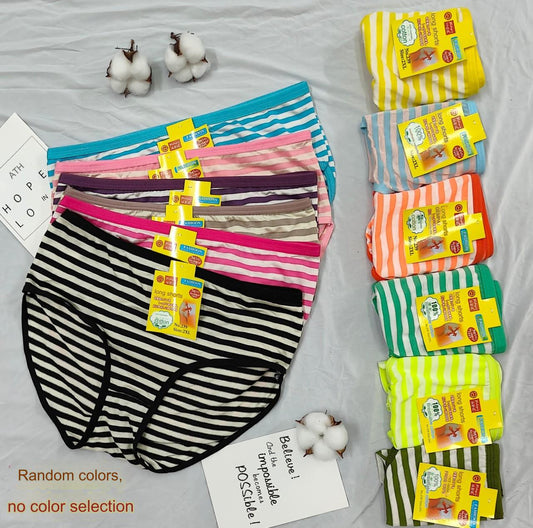 💥【Pachet de 12】 Lenjerie de corp din bumbac cu dungi cu talie înaltă nou stil😍 【65-105 kg】