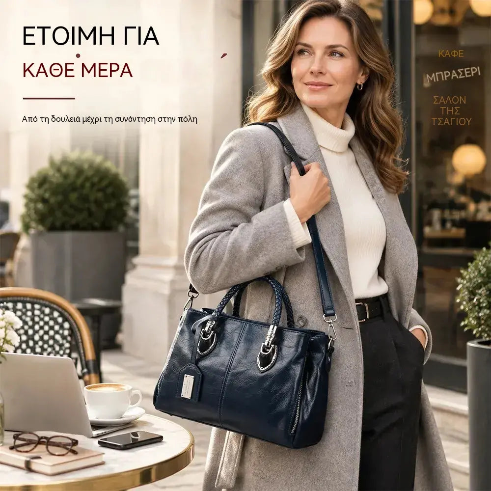 [Τελευταία μέρα - έκπτωση 50%] Αυθεντική γυναικεία τσάντα από δέρμα – απαλή και κομψή, μπορεί να φορεθεί στο χέρι ή στον ώμο.