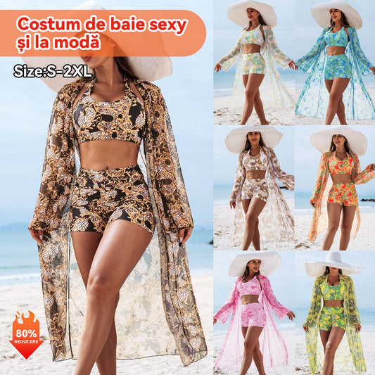 ☀️👙【S-2XL】Bikini de damă din trei piese cu imprimeu sexy de înaltă calitate