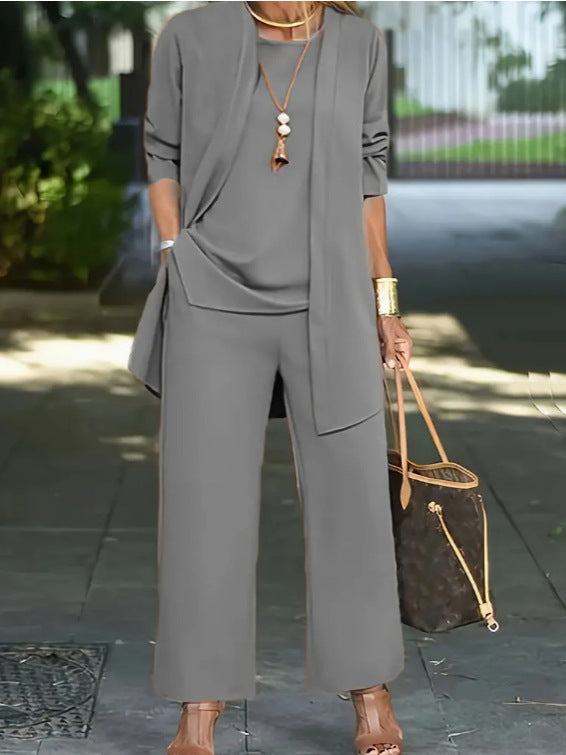 🧥 Elegante conjunto de tres piezas para mujer con corte ancho 🍂