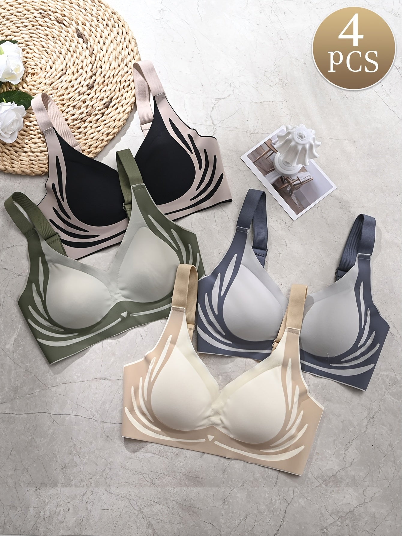 😍【Pachet de 4】Sutien pentru femei fără sârmă, dintr-o bucată❤️【40-85KG】