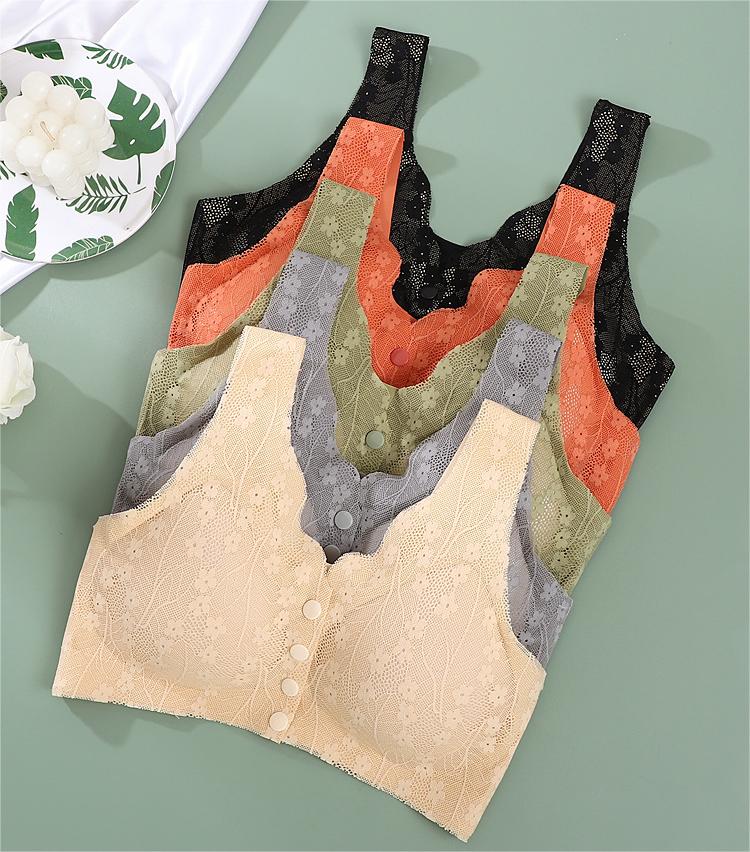 😍【Pachet de 3 bucăți】【40–100KG】Sutien din dantelă pentru femei, fără sârmă, cu închidere frontală