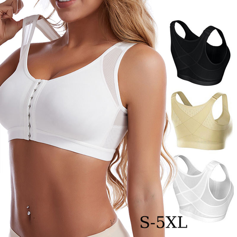 🔥Produse bestseller🔥【3 bucăți】🥰👙【40-120kg】Sutien de susținere cu acoperire completă, fără balene + închidere frontală, confortabil și ușor de purtat