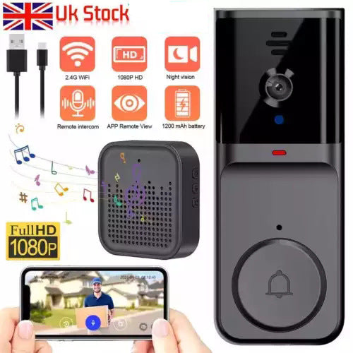 🔥Ασύρματη κάμερα κουδουνιού: 1080P, γωνία 170°, οθόνη 4,3 ιντσών, αδιάβροχη προστασία IPX65 για εξωτερικούς χώρους, νυχτερινή όραση