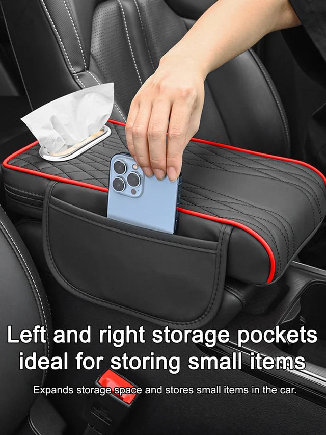 🚗Három az egyben multifunkcionális bőr autós kartámasz doboz