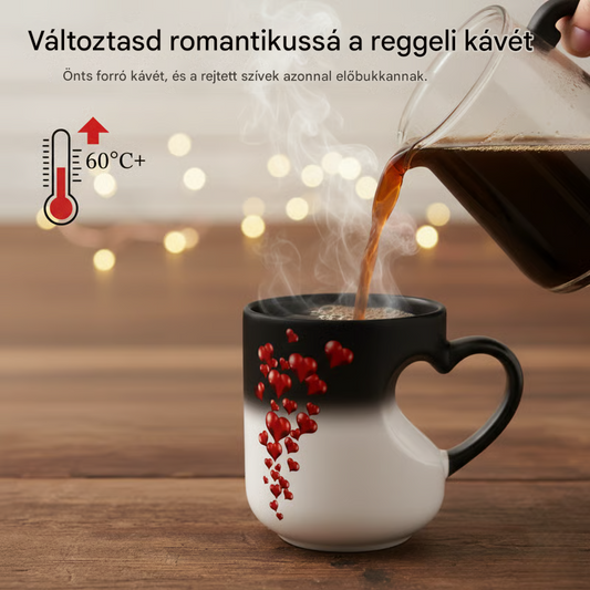 📢📢50% kedvezmény!!! ⏰ Valentin-napi kerámia bögre szív alakú, színét változtató füllel💝✨