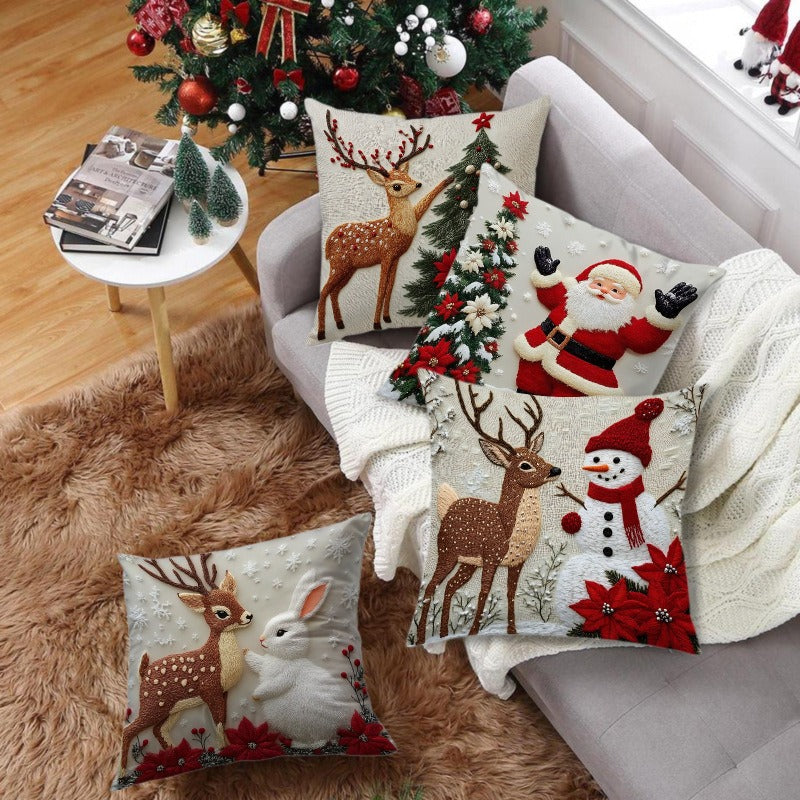【4 darabos szett】🎅Karácsonyi promóció🎄Karácsonyi témájú párnahuzatok