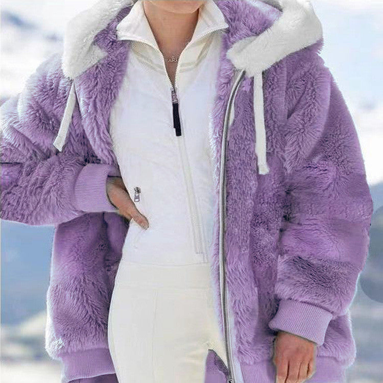 ☃️Időben korlátozott 50% kedvezmény❄️ [S-5XL] Női vastag polár színblokkos csíkos kabát