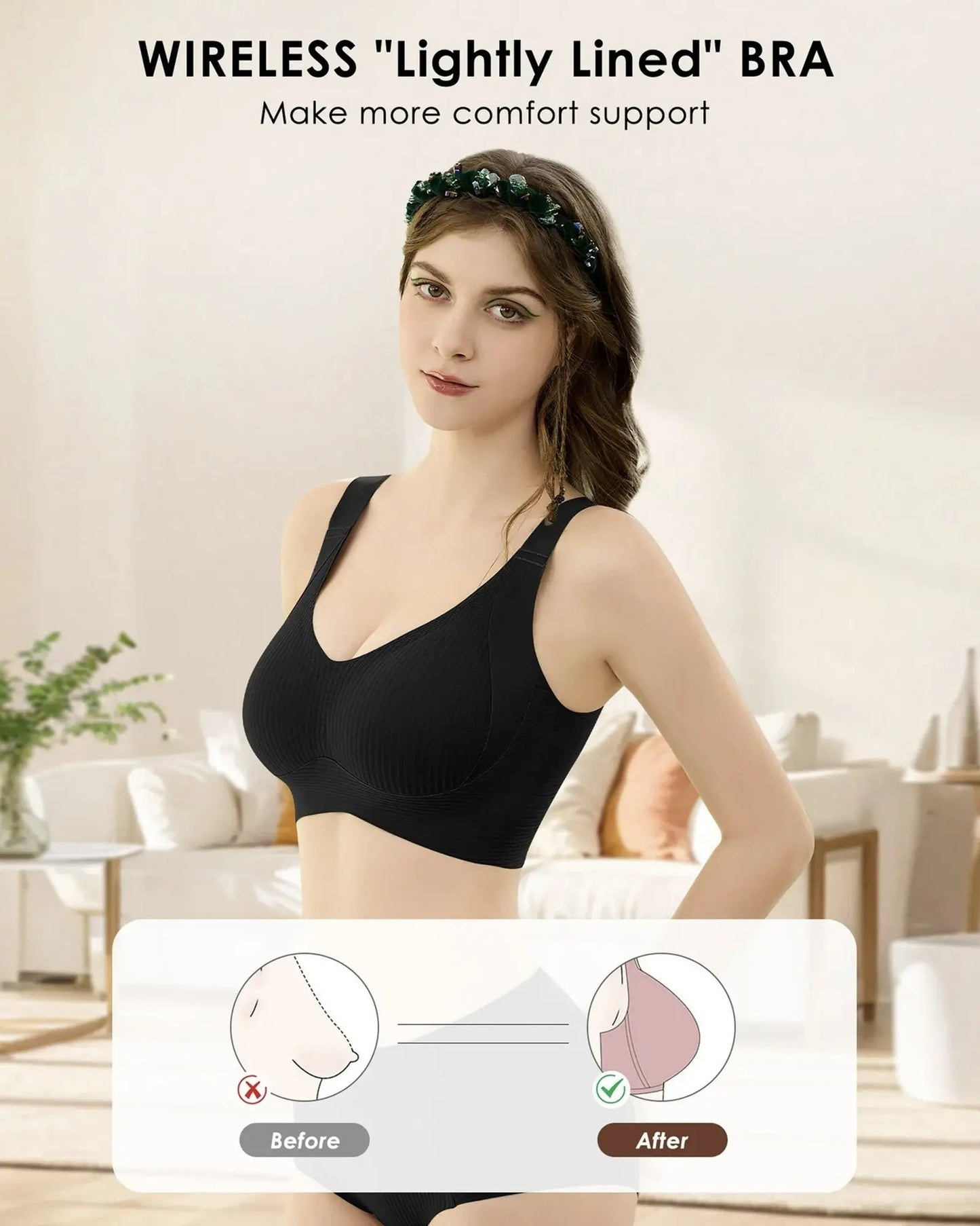😍【Paquete de 4】Sujetador de una pieza sin aros para mujer❤️【40-95 kg】-Segundo artículo a mitad de precio
