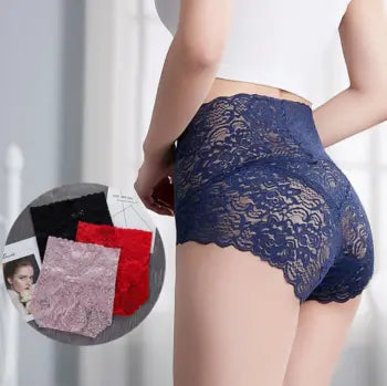 💥🌸【6/12 sztuk】Nowe koronkowe majtki damskie z wysokim stanem - modne, miękkie, wygodne i oddychające, druga sztuka za połowę ceny