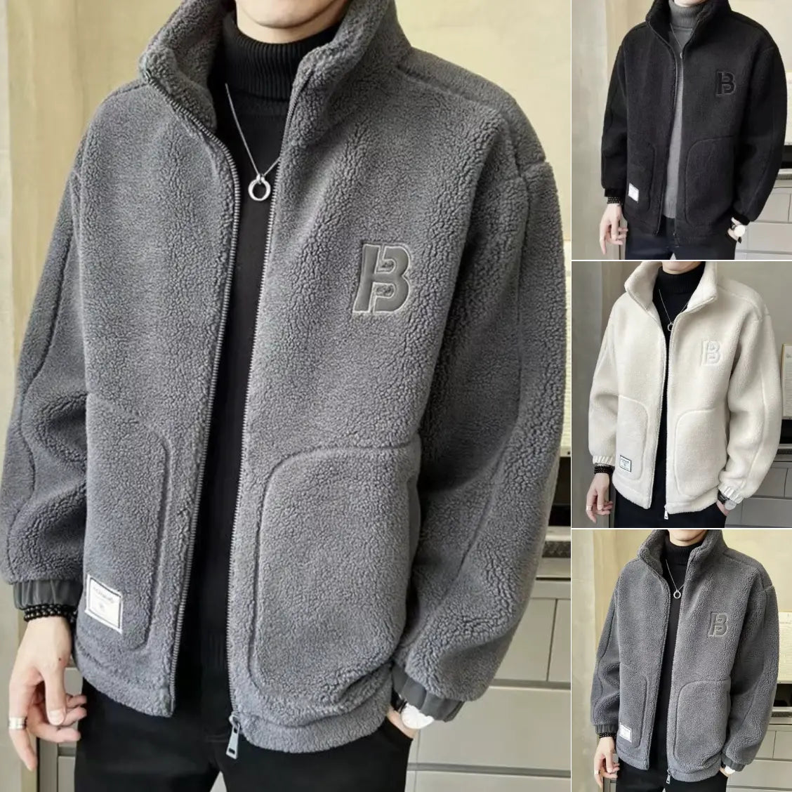 ⛄【L-6XL】Χειμερινό φλις μπουφάν, βαμβακερό παλτό, χοντρό βαμβακερό παλτό από δέρμα αρνιού, ζεστό παλτό
