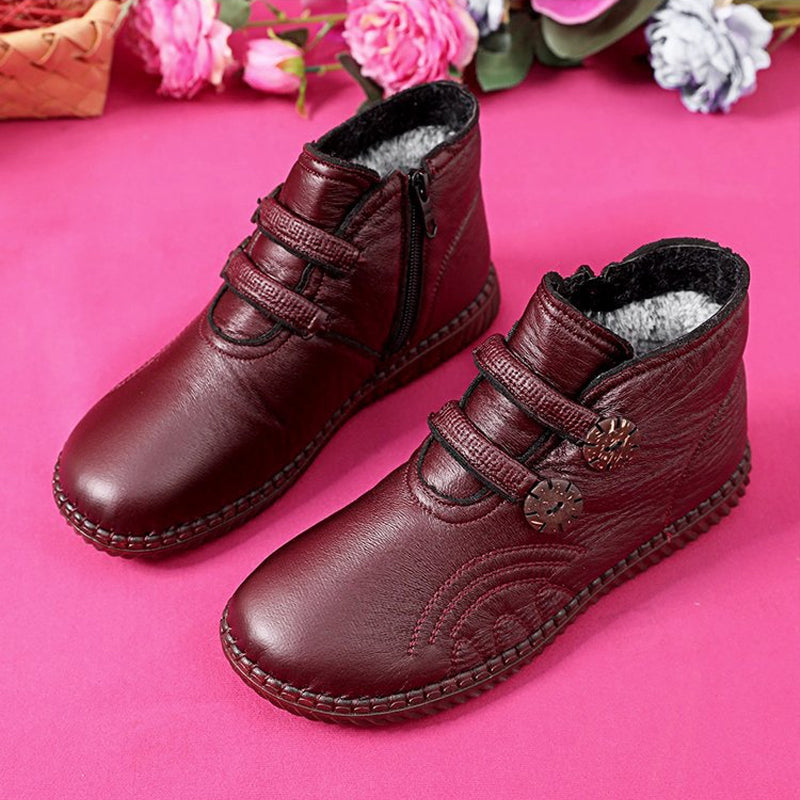 💥【35-40】Női bőr, pamut, csúszásmentes, kézzel készített cipők őszre és télre