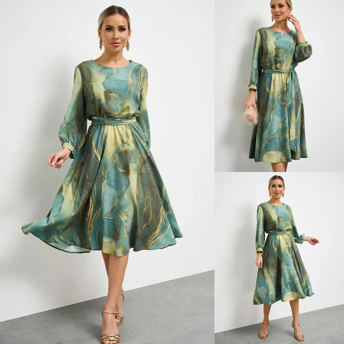 🌲👗【S-5XL】【Edycja limitowana】Elegancka zielona sukienka damska – 50% zniżki
