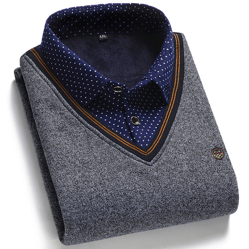 👔 [M-4XL] Nowa męska koszula dzianinowa z aksamitu na jesień/zimę