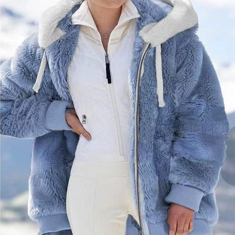 ☃️Időben korlátozott 50% kedvezmény❄️ [S-5XL] Női vastag polár színblokkos csíkos kabát
