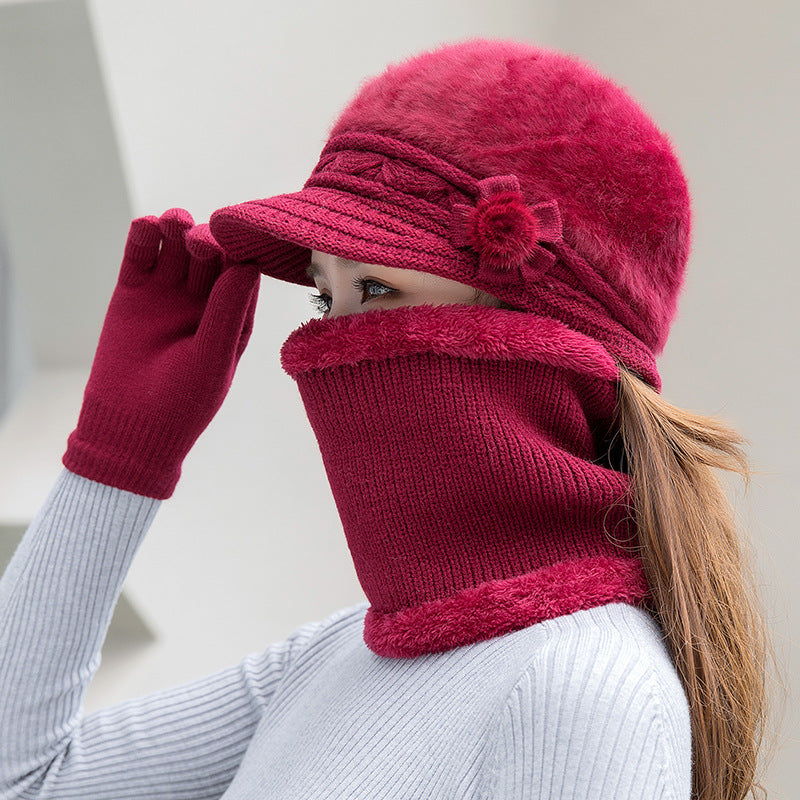 💥【Kalap + sál + kesztyű】2025 Új Divatos Őszi és Téli Meleg Nyúlszőrme Sapka