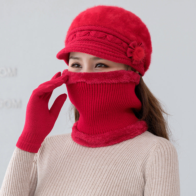💥【Kalap + sál + kesztyű】2025 Új Divatos Őszi és Téli Meleg Nyúlszőrme Sapka