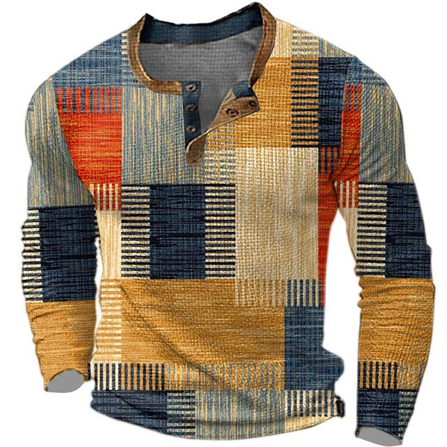 🎁😍[Ofertă limitată] 👔[S-4XL] Tricou bărbătesc cu mânecă lungă și imprimeu
