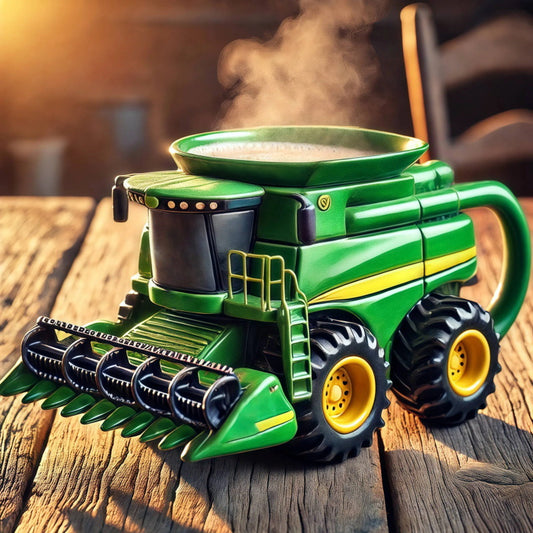 Ceașcă de cafea retro în formă de tractor agricol