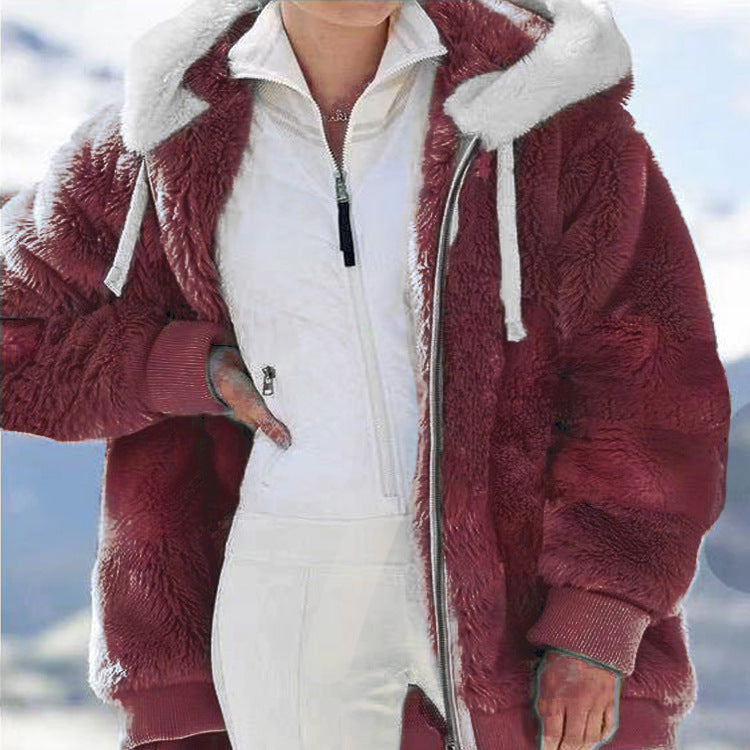 ☃️Időben korlátozott 50% kedvezmény❄️ [S-5XL] Női vastag polár színblokkos csíkos kabát