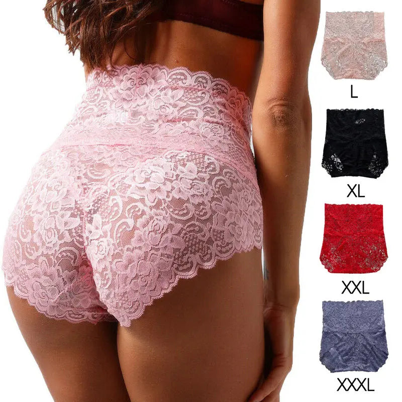 💥🌸【6/12 sztuk】Nowe koronkowe majtki damskie z wysokim stanem - modne, miękkie, wygodne i oddychające, druga sztuka za połowę ceny