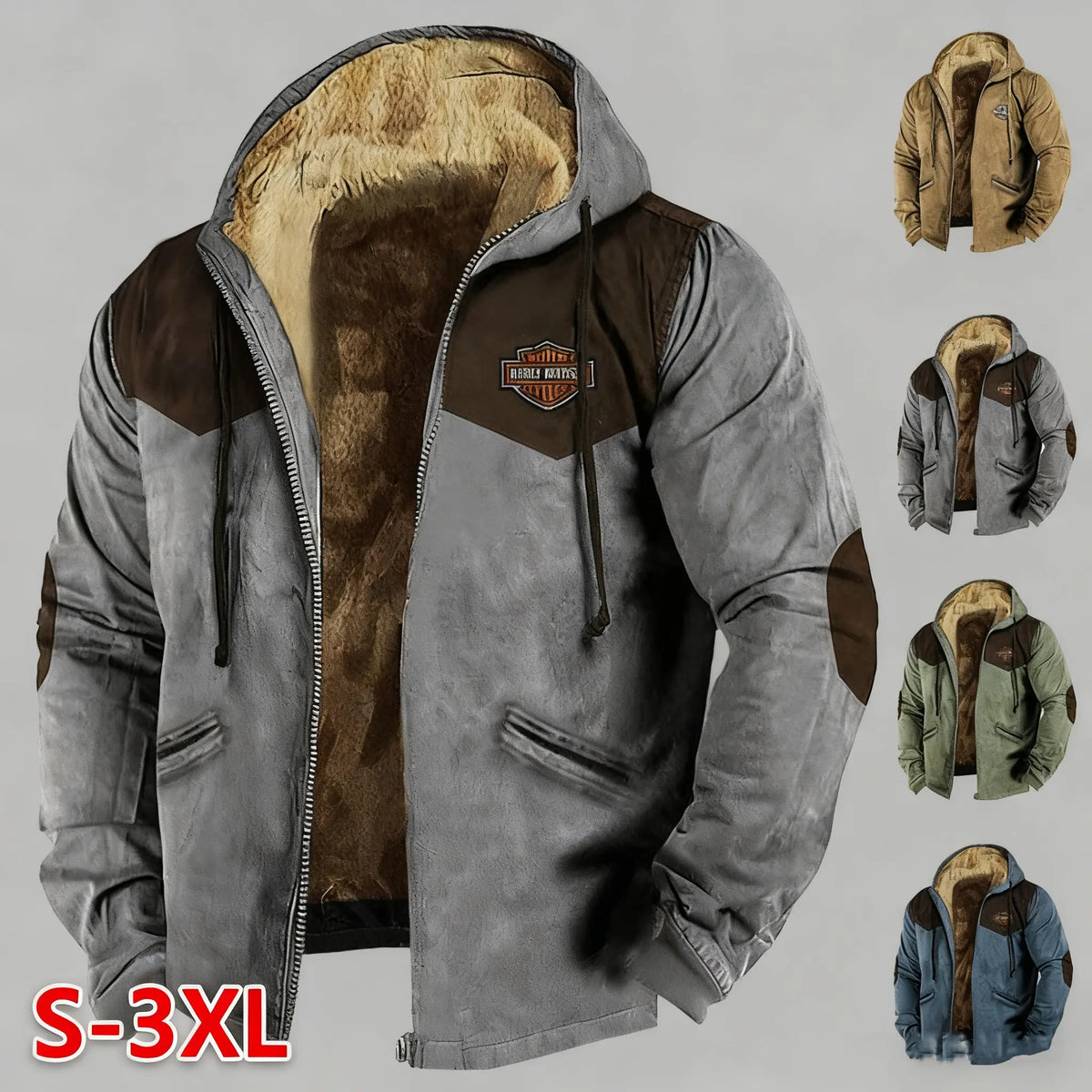 [M-5XL] Nowa, jesienno-zimowa, męska, luźna, gruba kurtka z podszewką z polaru