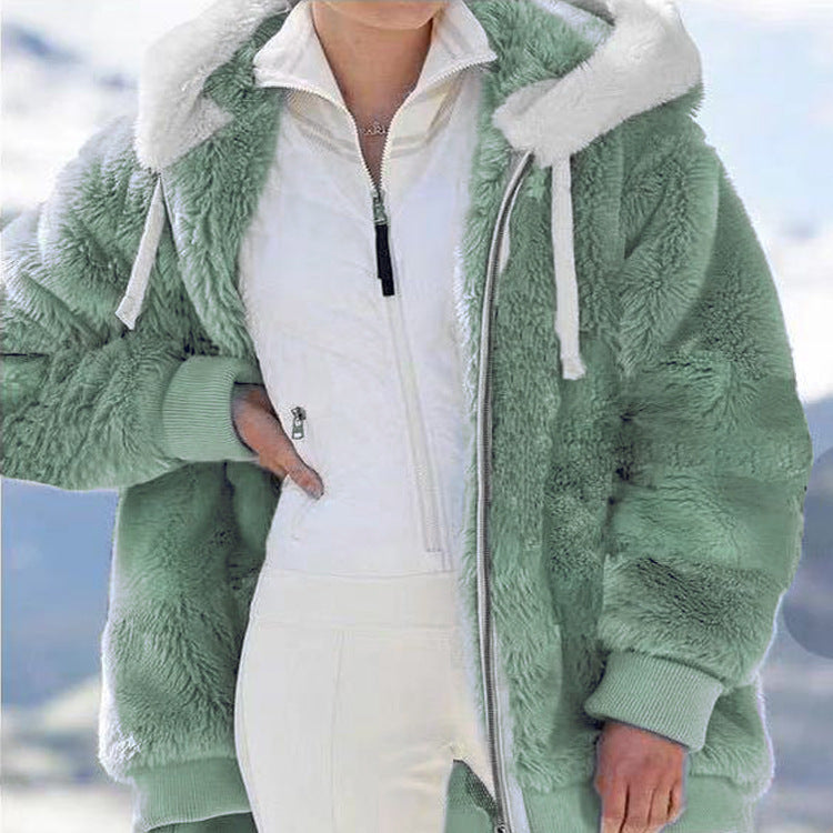 ☃️Időben korlátozott 50% kedvezmény❄️ [S-5XL] Női vastag polár színblokkos csíkos kabát