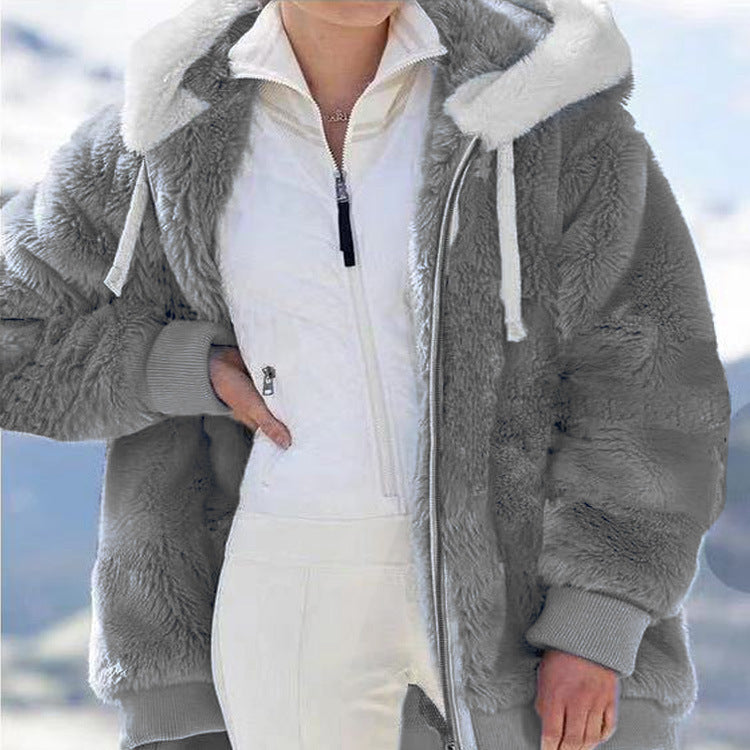 ☃️Időben korlátozott 50% kedvezmény❄️ [S-5XL] Női vastag polár színblokkos csíkos kabát