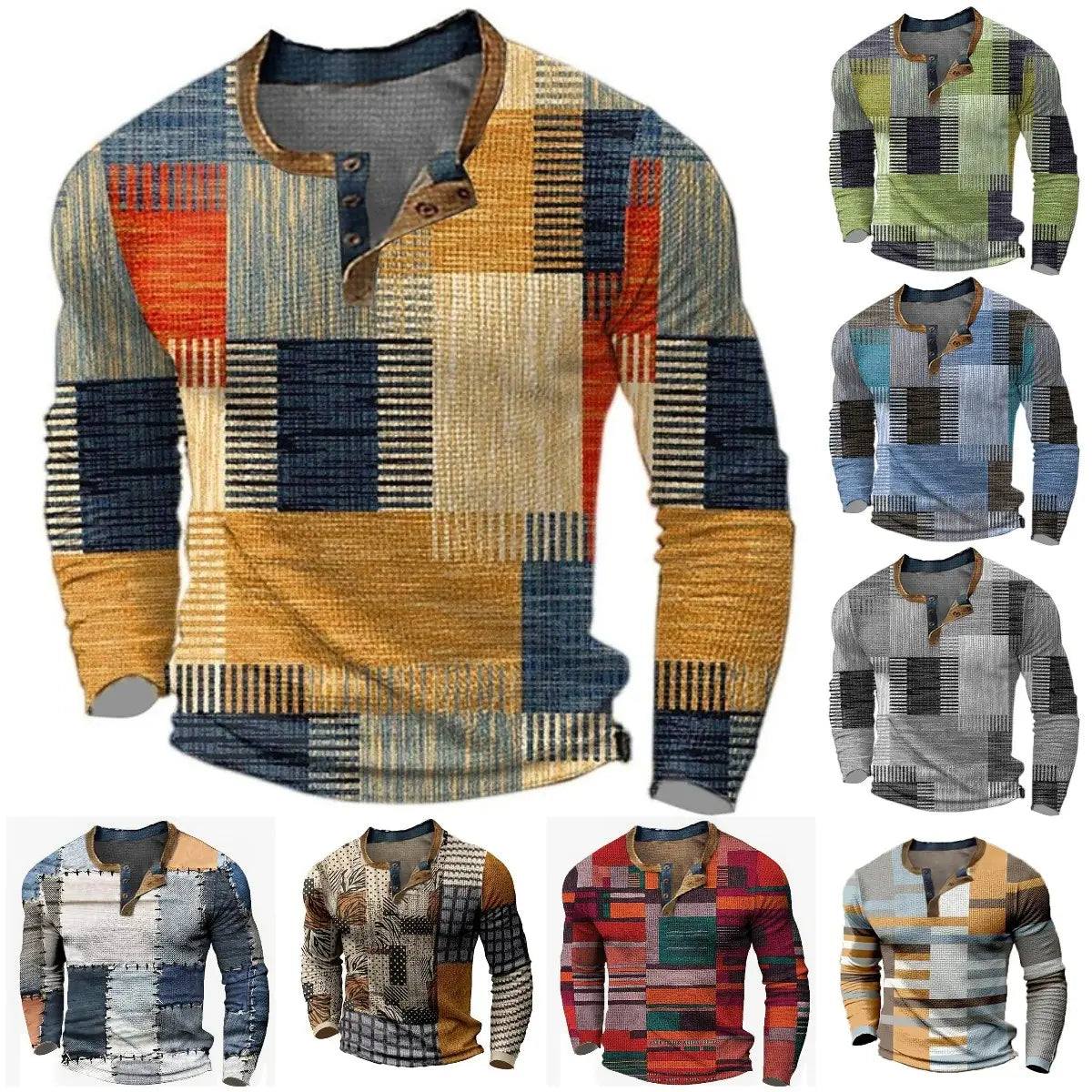🔥🔥 【Nowości na jesień – połowa ceny】 Męska koszulka polo z długim rękawem i nadrukiem – rozmiary S–4XL