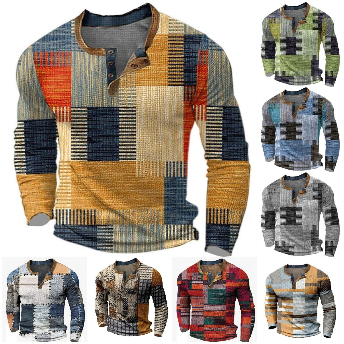 🎁😍[Korlátozott ideig kapható] 👔[S-4XL] Férfi hosszú ujjú mintás póló