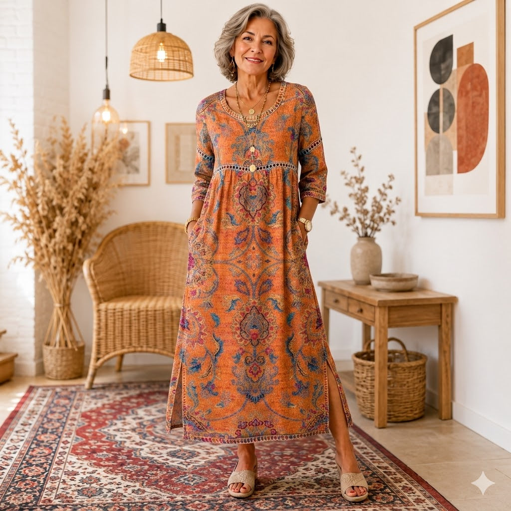 【S-5XL】Elegancka sukienka o dopasowanym kroju – stylowy nadruk – wygodna i lekka
