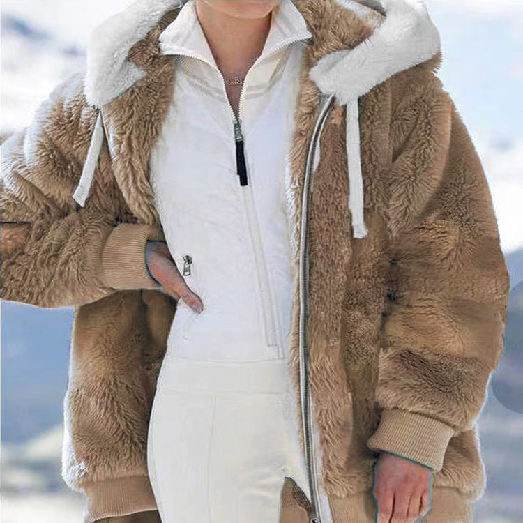 ☃️Időben korlátozott 50% kedvezmény❄️ [S-5XL] Női vastag polár színblokkos csíkos kabát