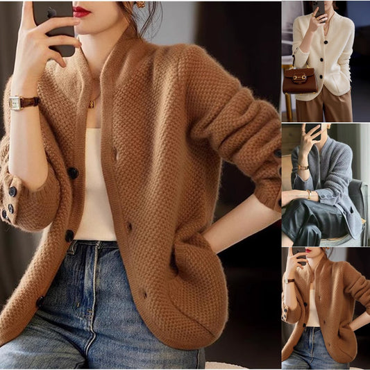 【S-2XL】 Nou cardigan retro din cașmir francez la modă și versatil pentru toamnă și iarnă