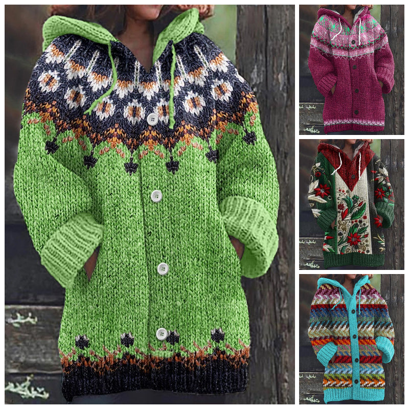 🥰【🔥Horký prodej】Zimní nový styl pohodlný retro teplý svetr pletená kardiganová bunda