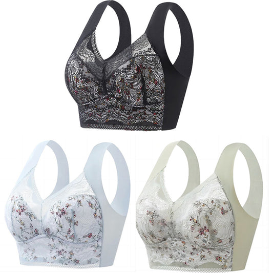 【🔥Cumpărați 1, primiți 3 gratuit】【Set de 3 bucăți】💕🎁Sutien de mărime mare din mătase de gheață fără cusături, respirabil și reglabil【Potrivit pentru 40kg-100kg】-3983347