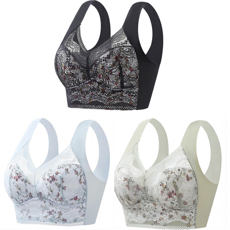 💥【Pachet de 3 bucăți】💕🎁 Sutien mare din mătase de gheață fără cusături, respirabil, reglabil [40kg-100kg]
