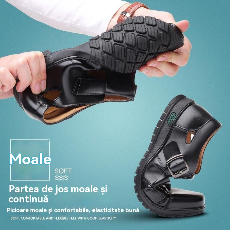 【38-44】2025 Vară Sandale Bărbați Piele de vacă Respirabil Hollow Anti-alunecare Casual