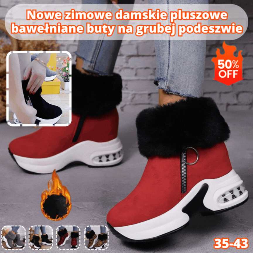 🔥Forró akció【35-43】💕Új téli női plüss pamut vastag talpú cipő